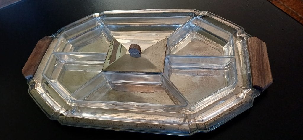 zilver Art Deco opdienschaal, Ophalen of Verzenden