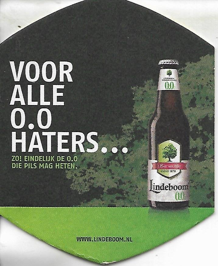 Viltje Lindeboom bier - Voor alle 0.0 hater, Ophalen of Verzenden, Zo goed als nieuw, Viltje(s), Overige merken