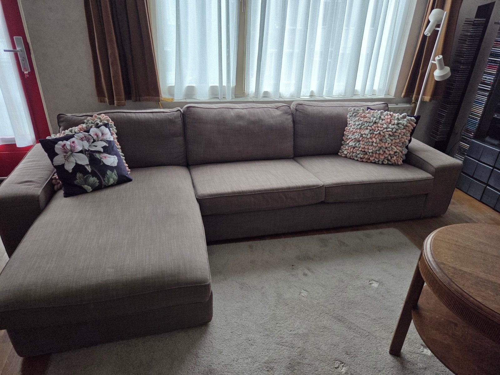 IKEA KIVIK hoekbank met chaise longue - Grijs/bruin, Ophalen, 250 tot 300 cm, Gebruikt, 100 tot 125 cm