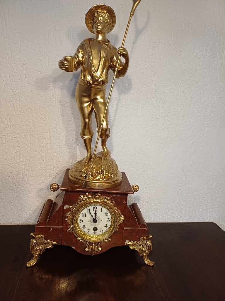 Antieke marmeren pendule met slinger, Ophalen