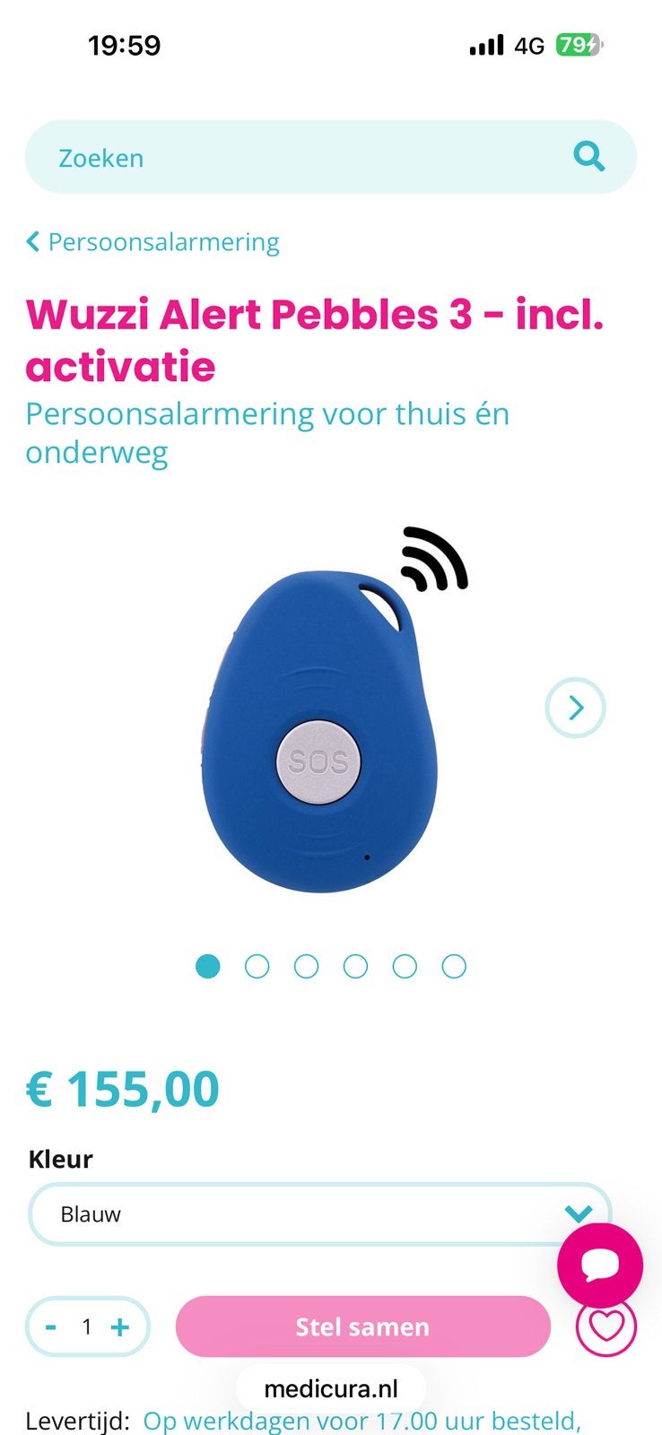 Wuzzi Alert Pebbles Personenalarm met SOS-knop, Ophalen, Nieuw