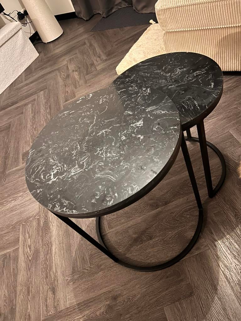 Bijzettafel zwart marmer, Minder dan 55 cm, Gebruikt, Rond, Ophalen