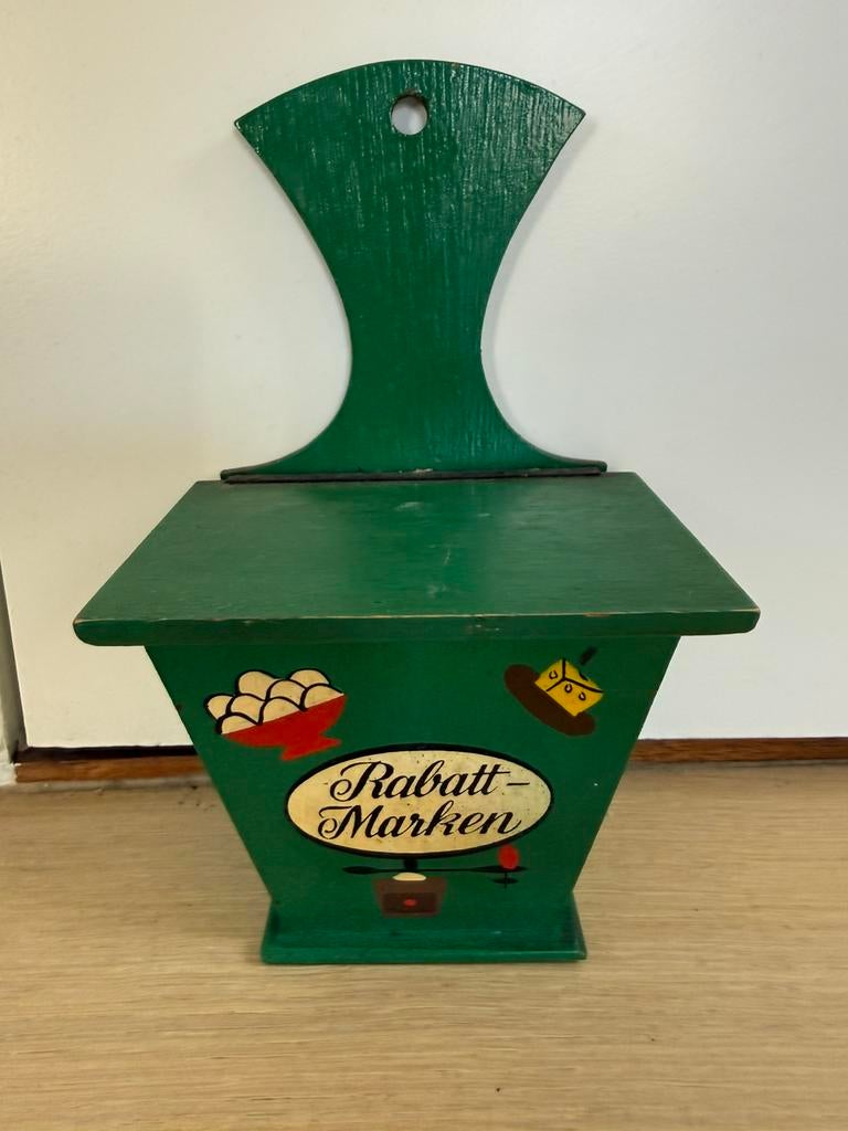 Vintage spaarzegelbakje, groen, Antiek en Kunst, Ophalen of Verzenden