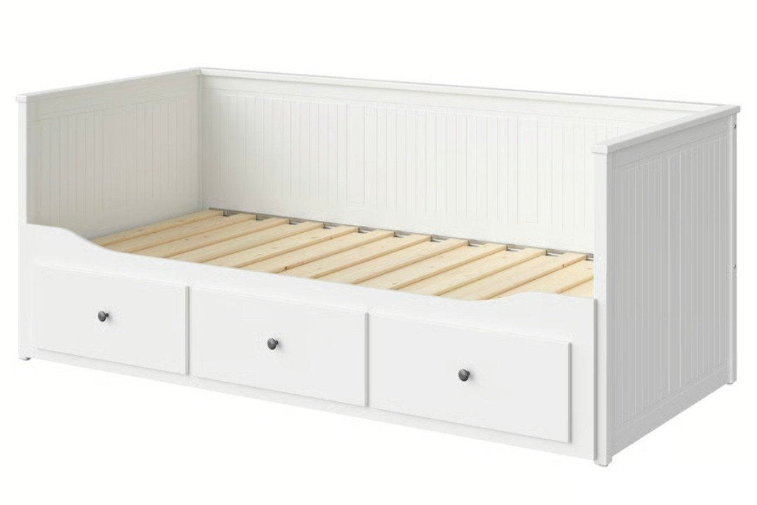 Ikea hemnes bedbank met uitschuifbed en ruime laden, Huis en Inrichting, Gebruikt, Eenpersoons, Wit, Ophalen of Verzenden