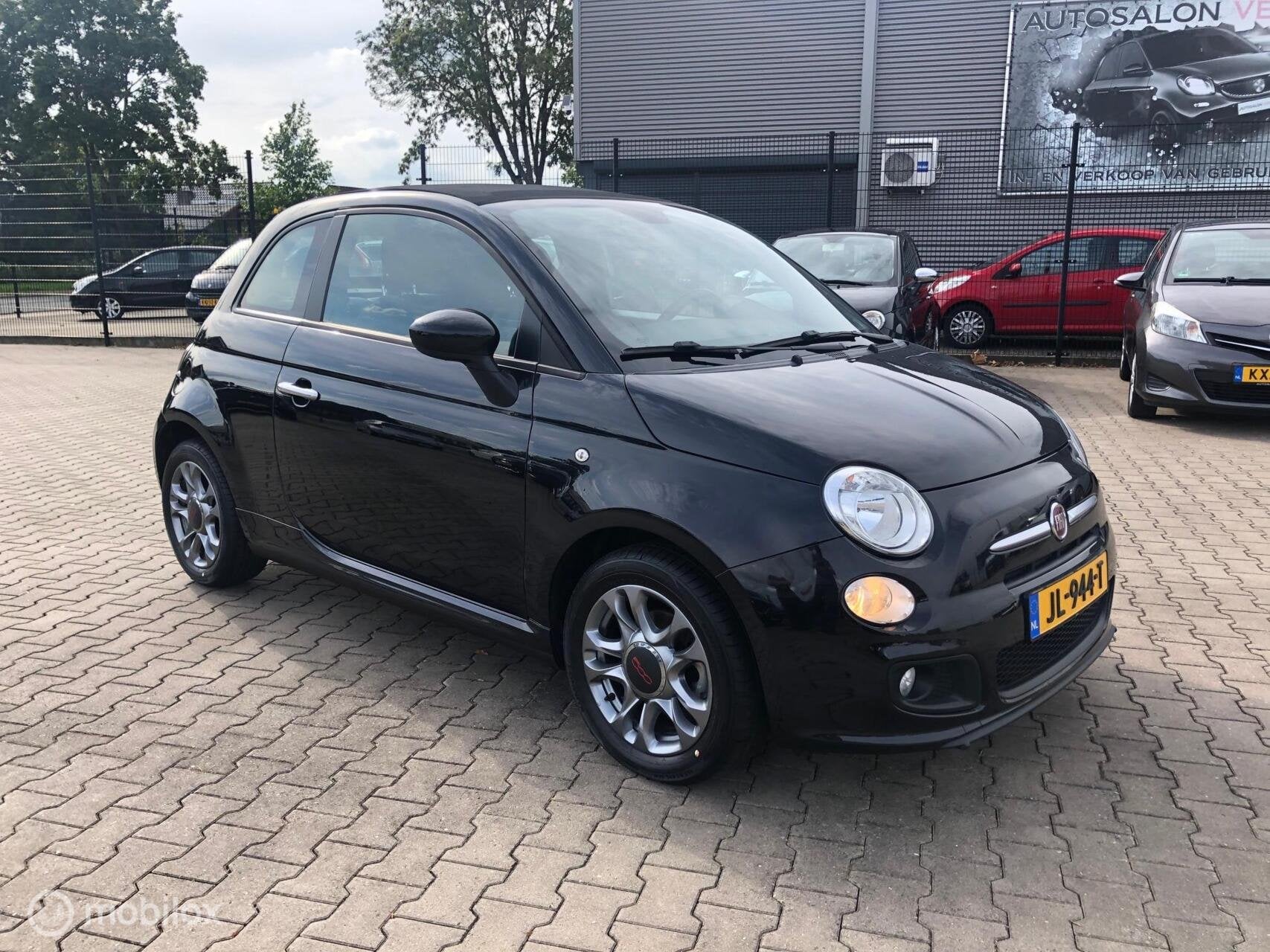 Fiat 500 500S CABRIO SPORT AIRCO ECC LEDER, Euro 5, 86 pk, Gebruikt, Leder en Stof