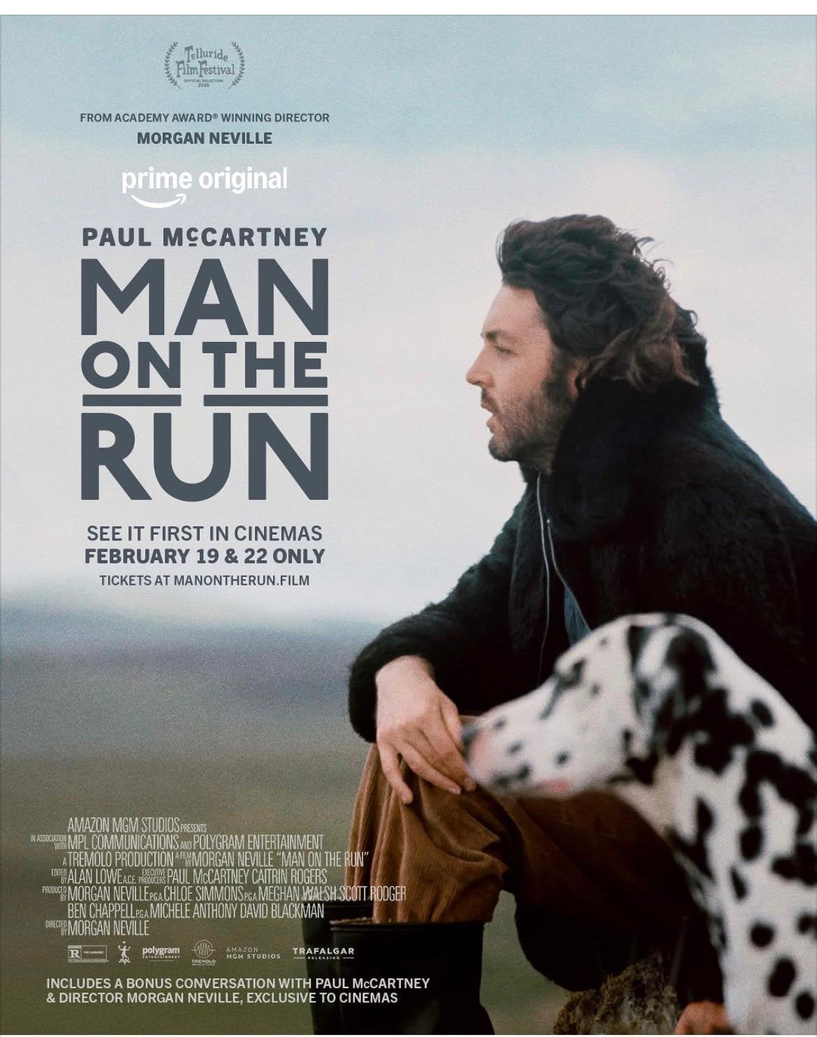 Paul McCartney filmposter Man on the Run ( gezocht ), Ophalen of Verzenden, Zo goed als nieuw, A1 t/m A3, Film en Tv