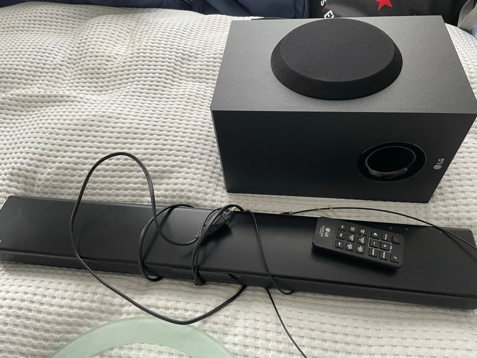 LG Soundbar met Subwoofer en Afstandsbediening, Ophalen, Met externe subwoofer, Gebruikt