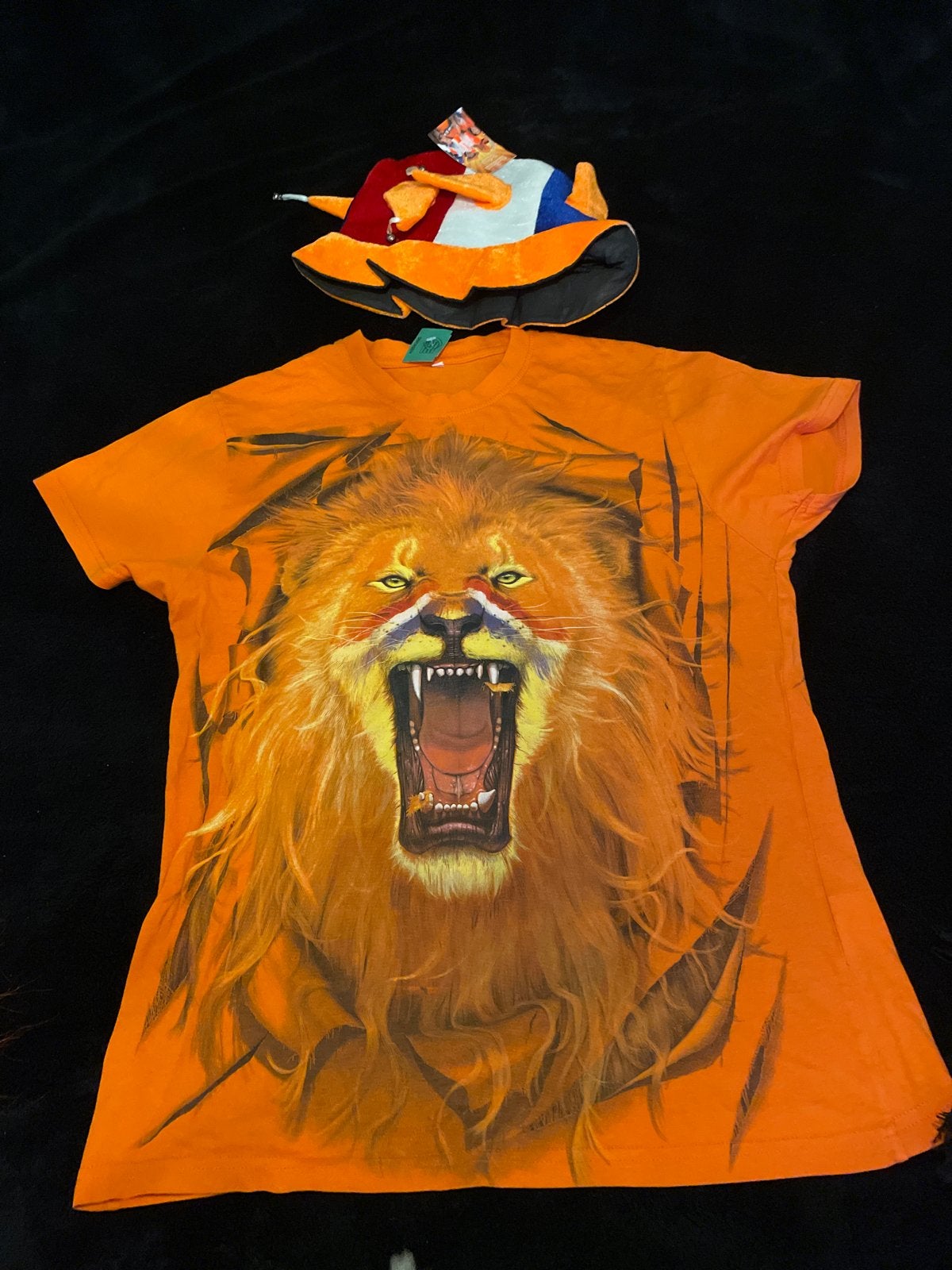 Oranje Leeuw T-shirt en Muts - Laat de Leeuw in je Los, Ophalen of Verzenden, Zo goed als nieuw, Oranje