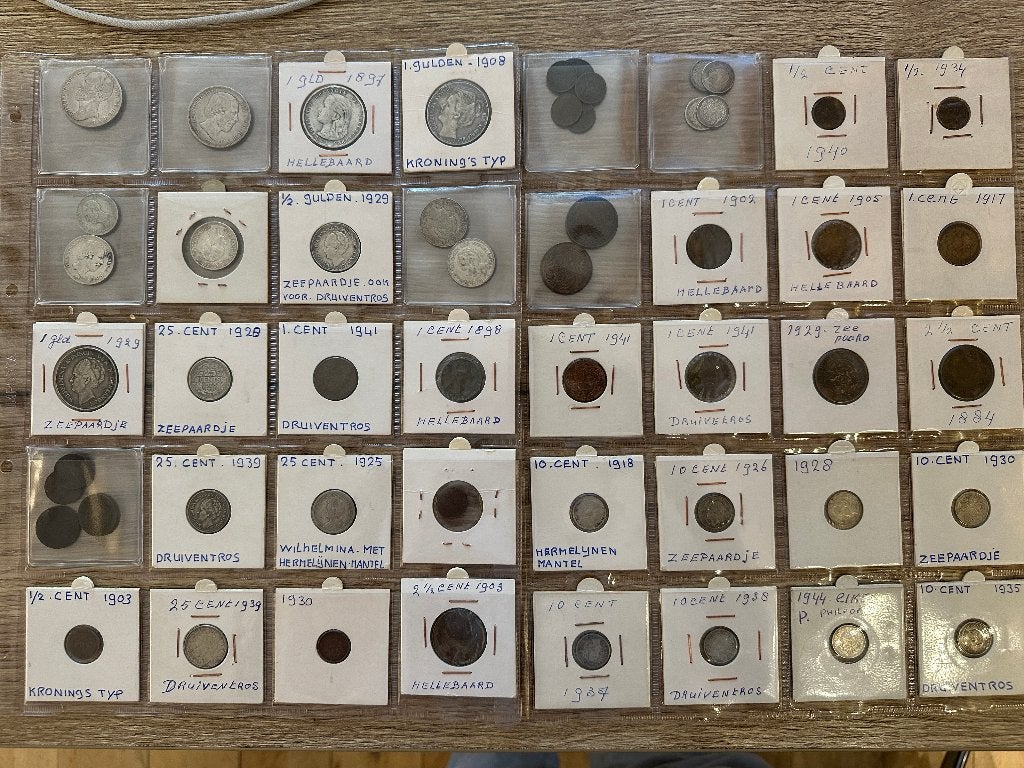 Verzameling Koninkrijk Munten Willem 2, Willem 3, Wilhelmina, Ophalen of Verzenden, Koning Willem II, Zilver