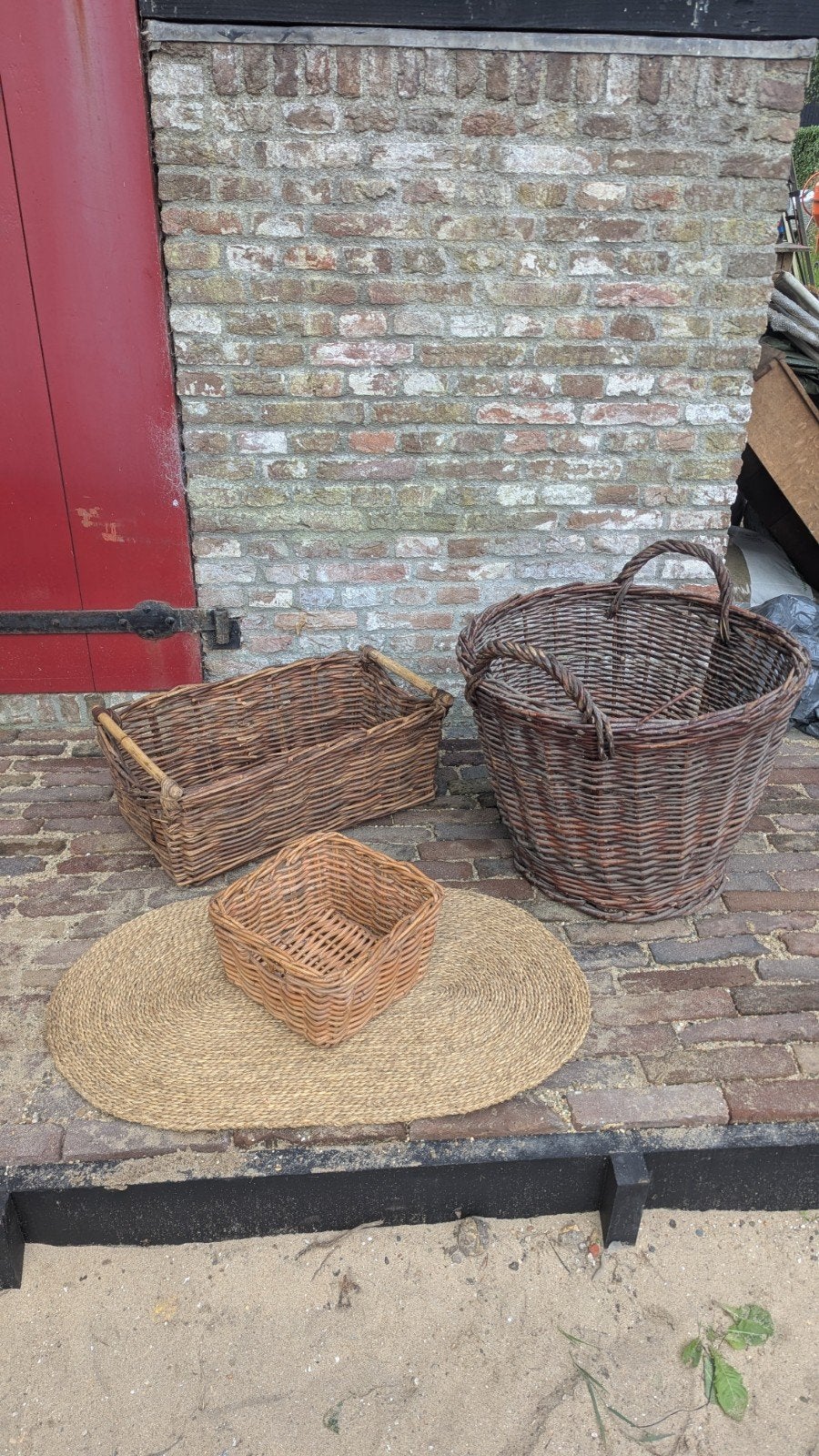 rieten manden en mat, Ophalen, Riet, Mand