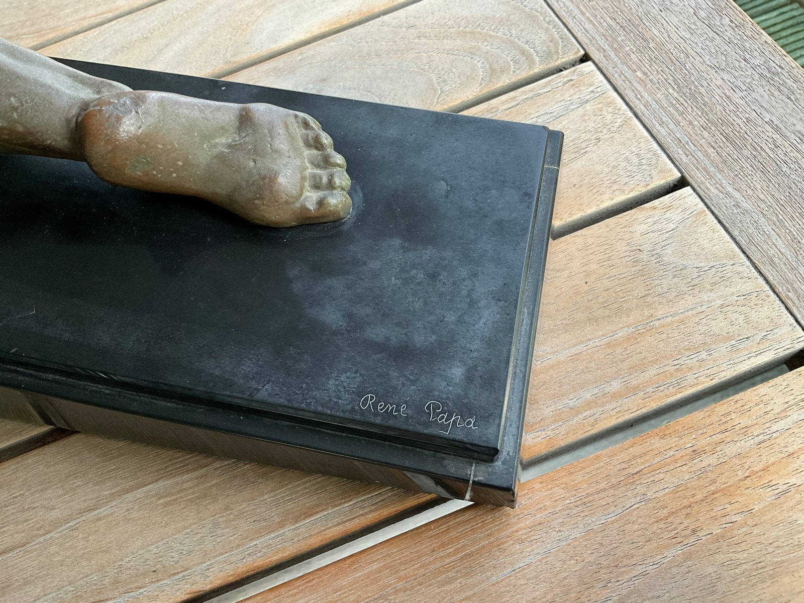 Bronzen beeld 'Boogschutter' gesigneerd Rene Papa, Ophalen, 50 - 100 cm, Gemerkt, Overige materialen