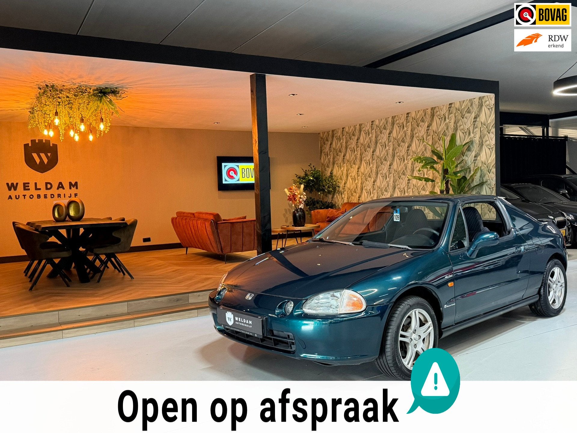 Honda CRX 1.6 ESi|1996|Nieuwe APK|Dealer onderhouden|Cabrio|, Auto's, 1005 kg, Zwart, 4 cilinders, Cabriolet