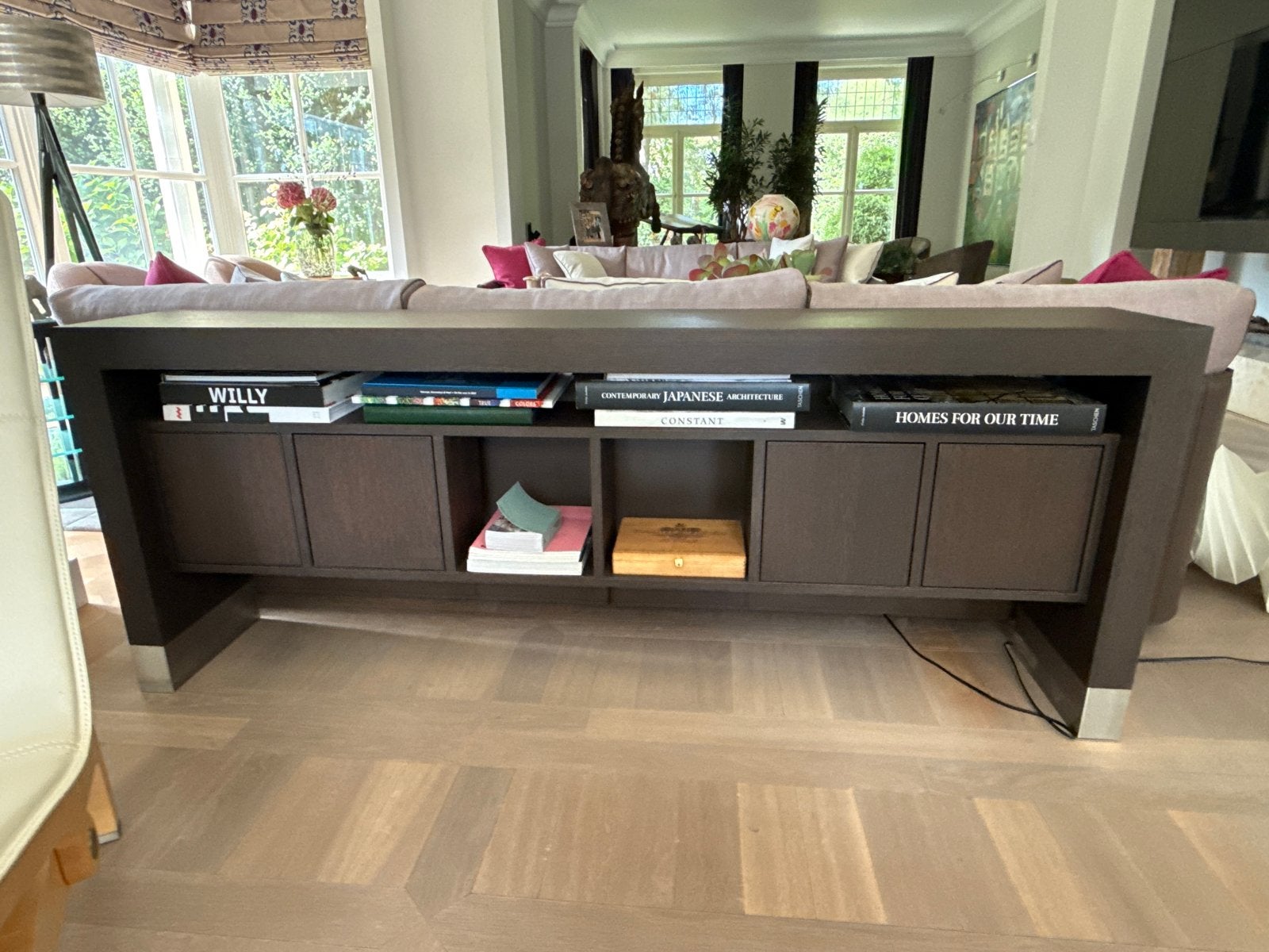 Stijlvolle sidetable in wengé, 1.80m lang, Ophalen, Gebruikt, 150 tot 200 cm, Overige houtsoorten