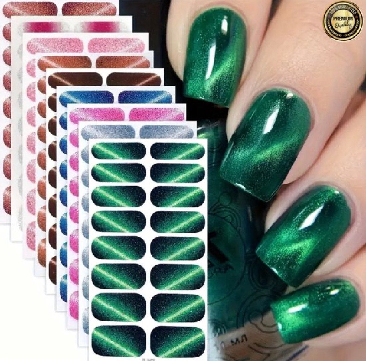 9 Stijlvolle Cat Eye Nagel Wraps - Snel & Langdurig Resultaa, Ophalen of Verzenden, Nieuw, Overige typen
