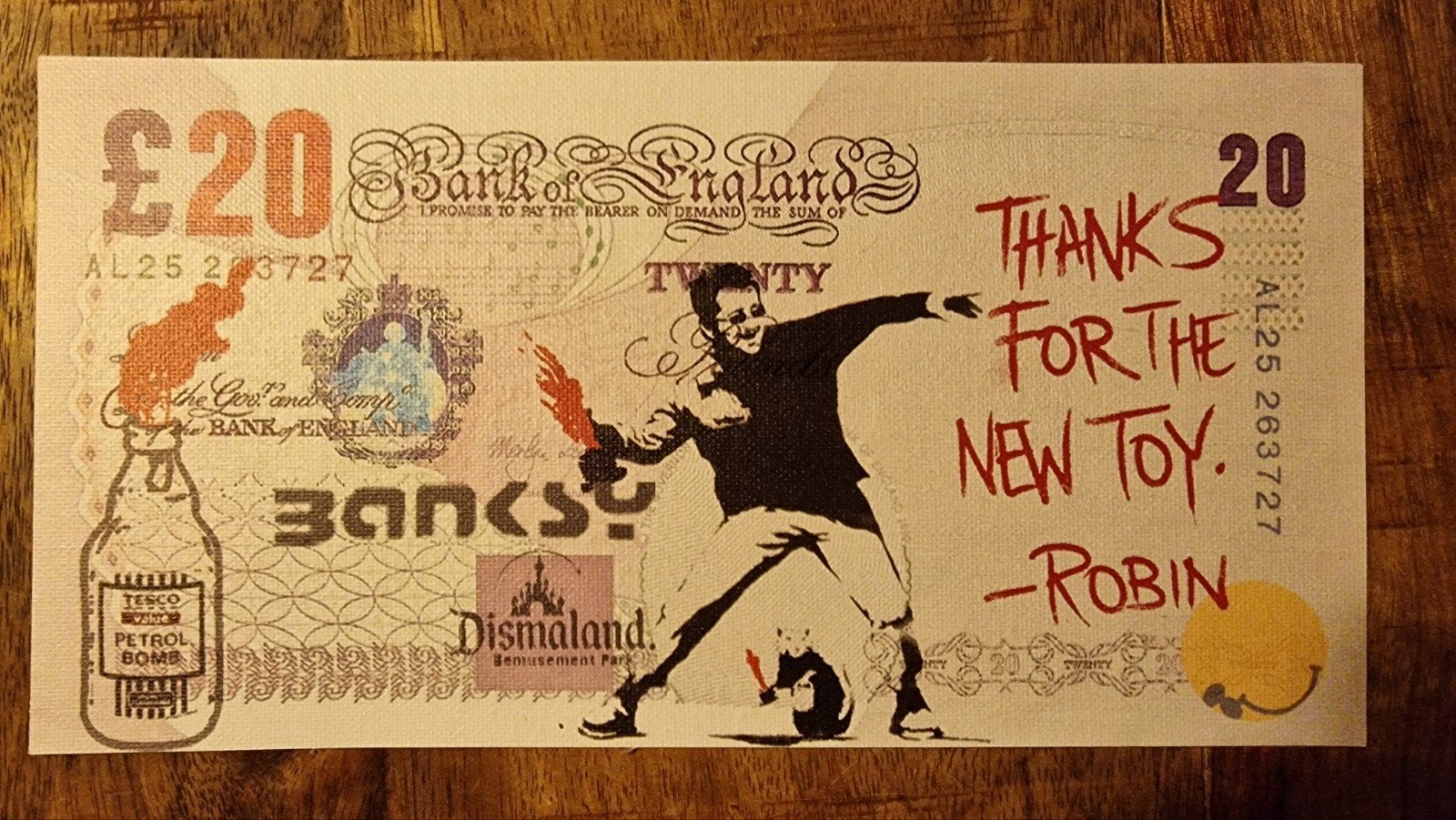 Banksy Dismaland 20 Pond sterling canvas, Ophalen of Verzenden, Zo goed als nieuw