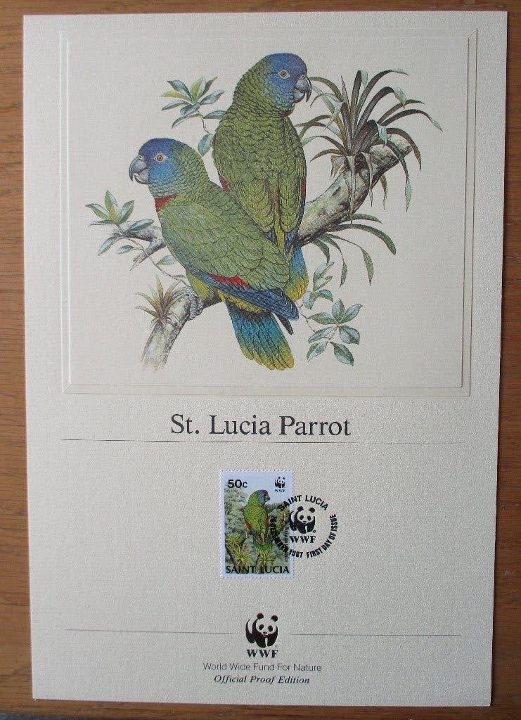 St. Lucia, Sint-Lucia-Amazone, serie WWF Art  Edition, 1987, Verzenden, Gestempeld, Dier of Natuur