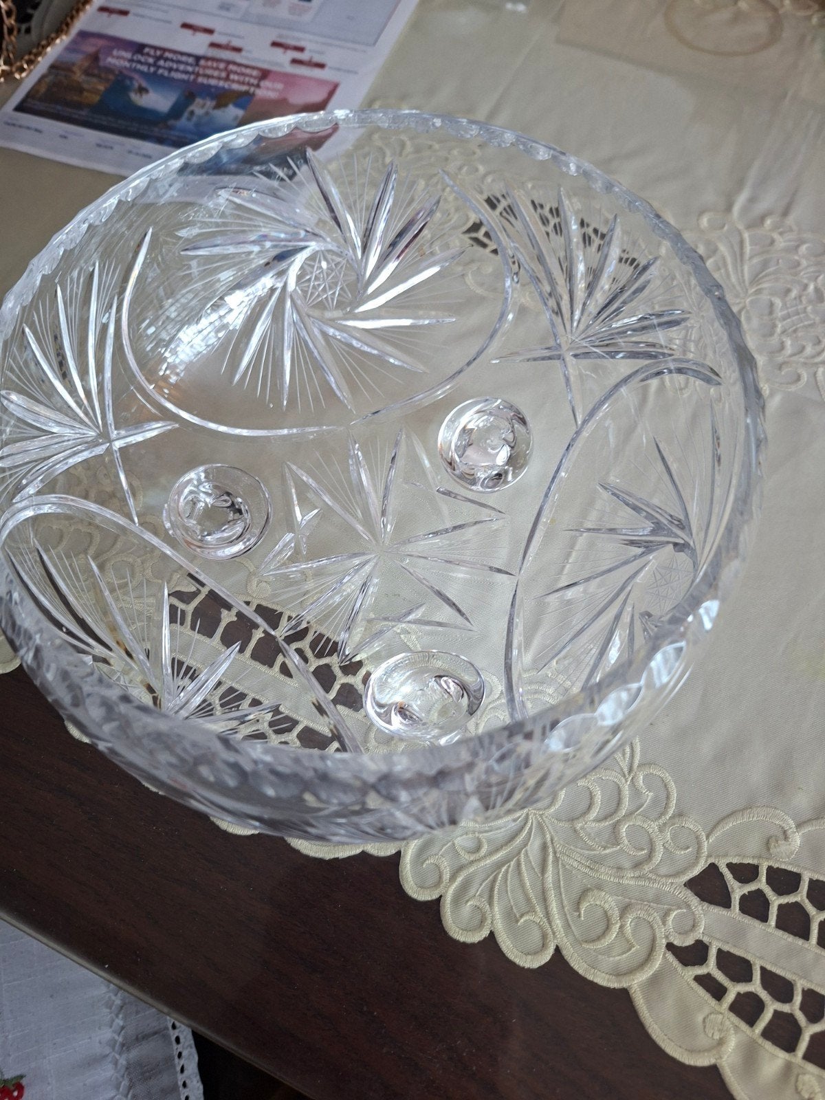 Prachtige kristallen schaal met decoratief patroon, Antiek en Kunst, Antiek | Glas en Kristal, Ophalen
