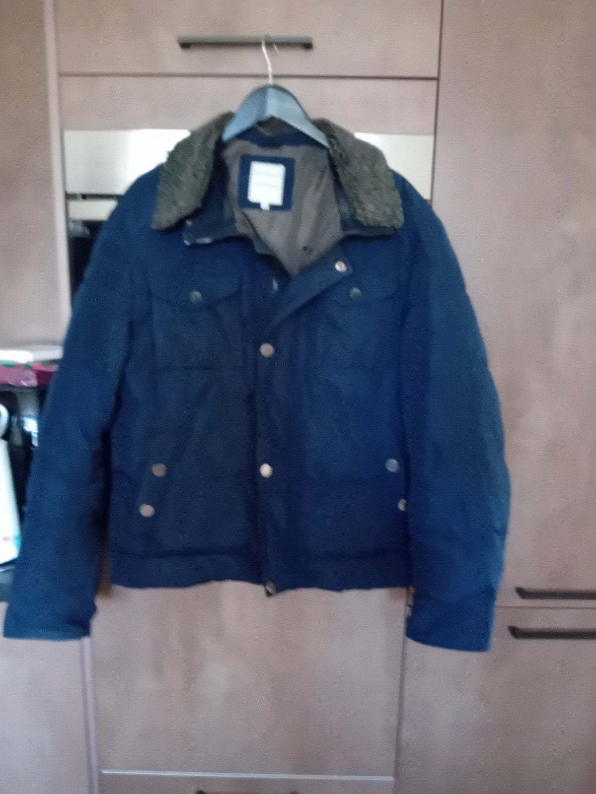 blauwe heren winterjack maat 54, Maat 52/54 (L), Blauw, Ophalen of Verzenden, Zo goed als nieuw