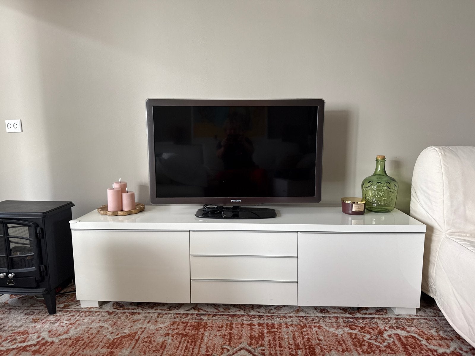 Witte hoogglans dressoir van IKEA - Gratis af te halen, Ophalen, Kunststof, Gebruikt, 150 tot 200 cm