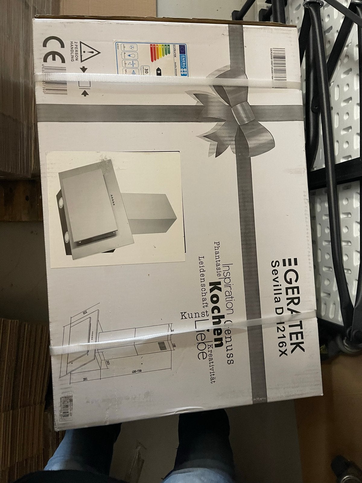 GERATEK Sevilla DH216X Afzuigkap - Nieuw in doos, Wandschouwkap, Nieuw, Ophalen of Verzenden, Vrijstaand
