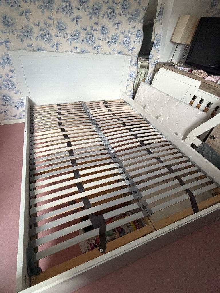 Ikea bed model Brusali 140x200 cm, Ophalen, Gebruikt, Wit, Tweepersoons