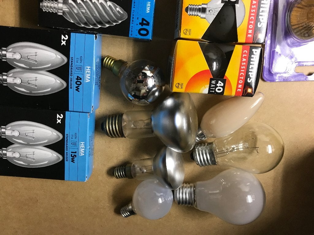 Diverse gloeilampen en halogeenlampen, diverse wattages, 30 tot 60 watt, Gebruikt, Gloeilamp, Klassiek, Retro, Functioneel