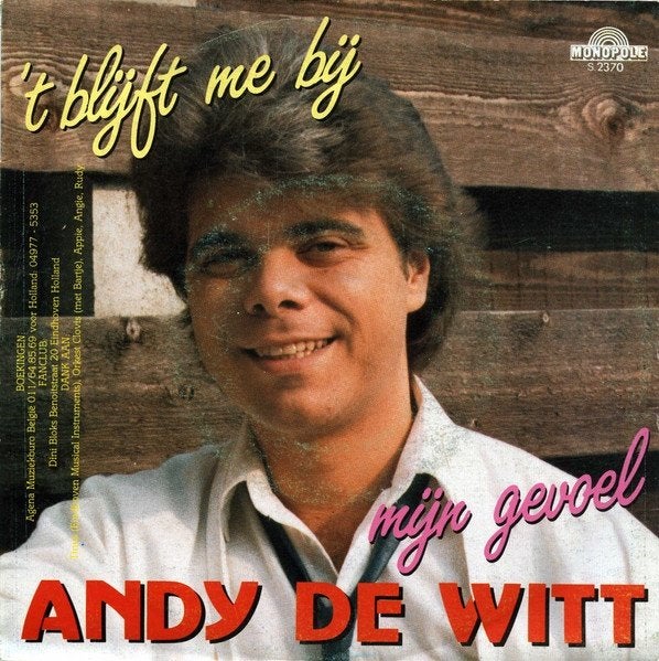 Single (1985) Andy de Witt - 'T Blijft Me Bij., Gebruikt, 7 inch, Ophalen of Verzenden, Fotohoes