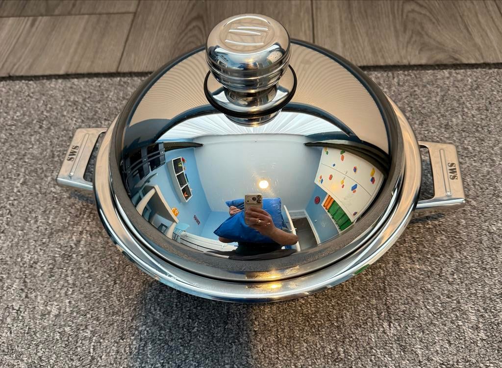 Simtronic Braadpan 28 cm, Ophalen, Zo goed als nieuw, Rvs, Keramische plaat