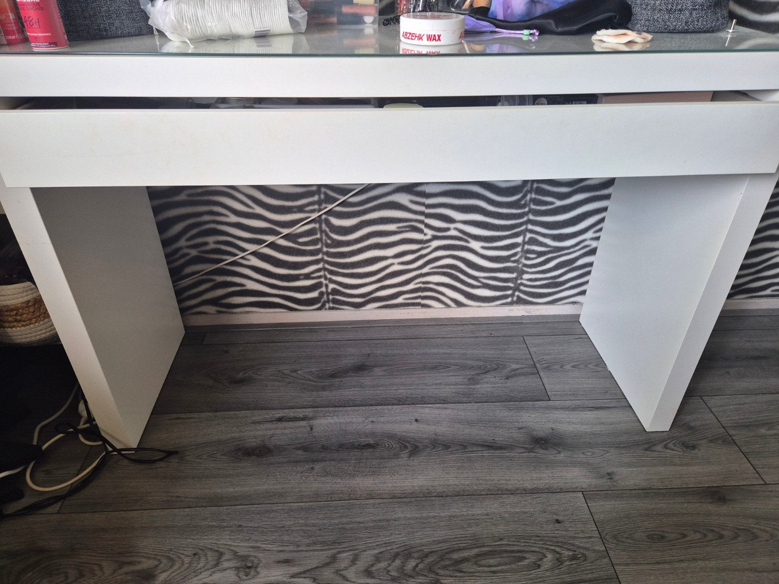 IKEA Kaptafel met Lade en Glasplaat, Ophalen, Gebruikt, Glas