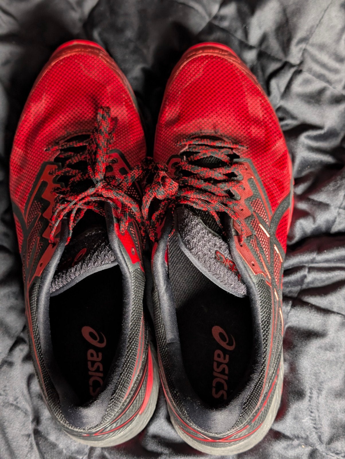 Asics Hardloopschoenen Heren Maat 47 Rood/Zwart, Gebruikt, Hardloopschoenen, Ophalen of Verzenden, Hardlopen