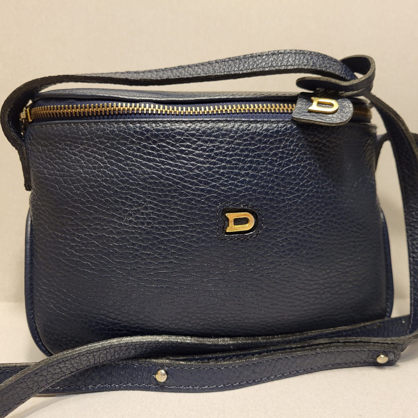 Delvaux Schoudertasje - Donkerblauw Leer, Ophalen of Verzenden, Zo goed als nieuw, Blauw, Schoudertasje