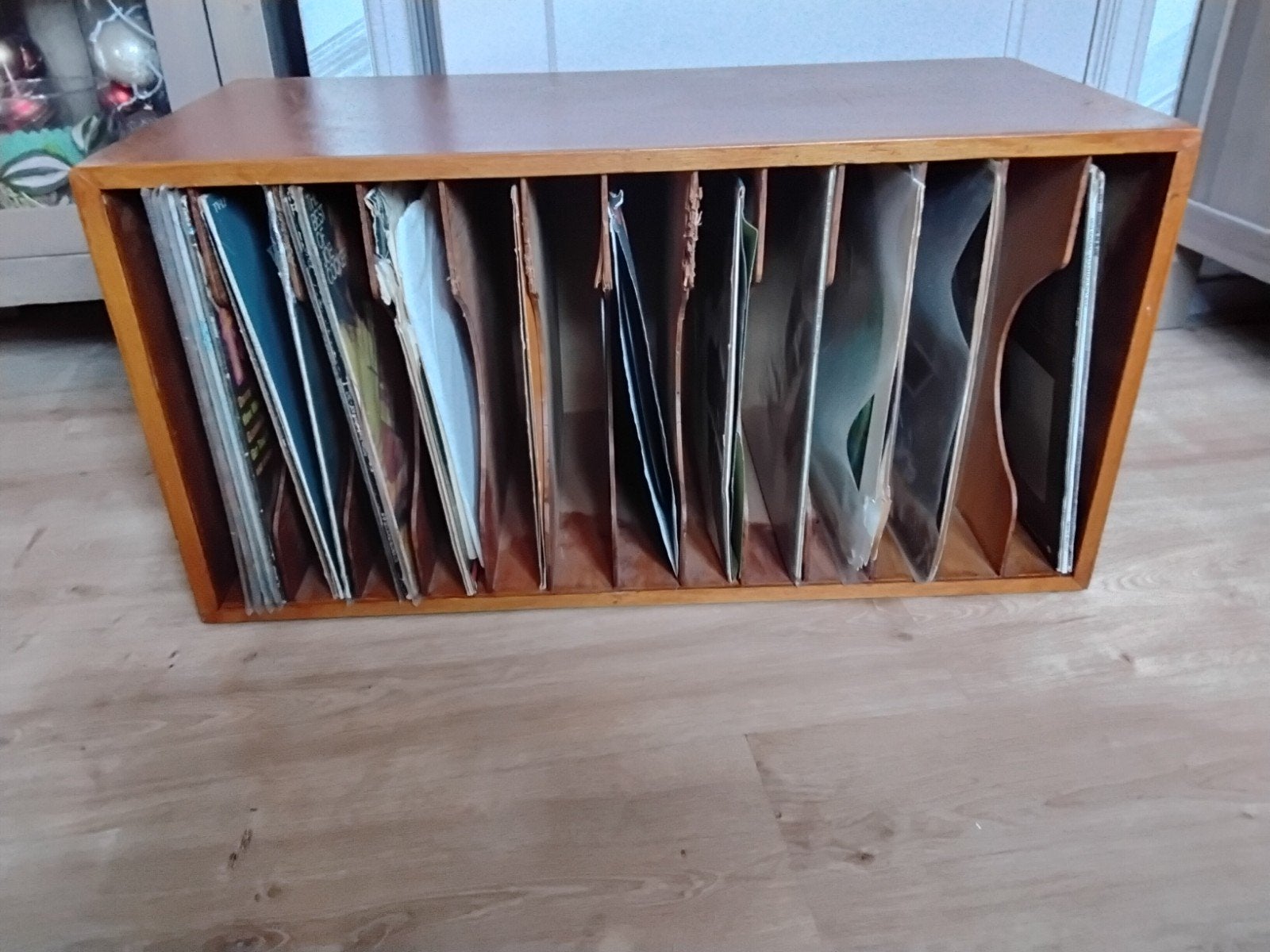 Houten LP-opbergrek voor vinylplaten, Cd's en Dvd's, Vinyl | Overige Vinyl, Ophalen, Gebruikt