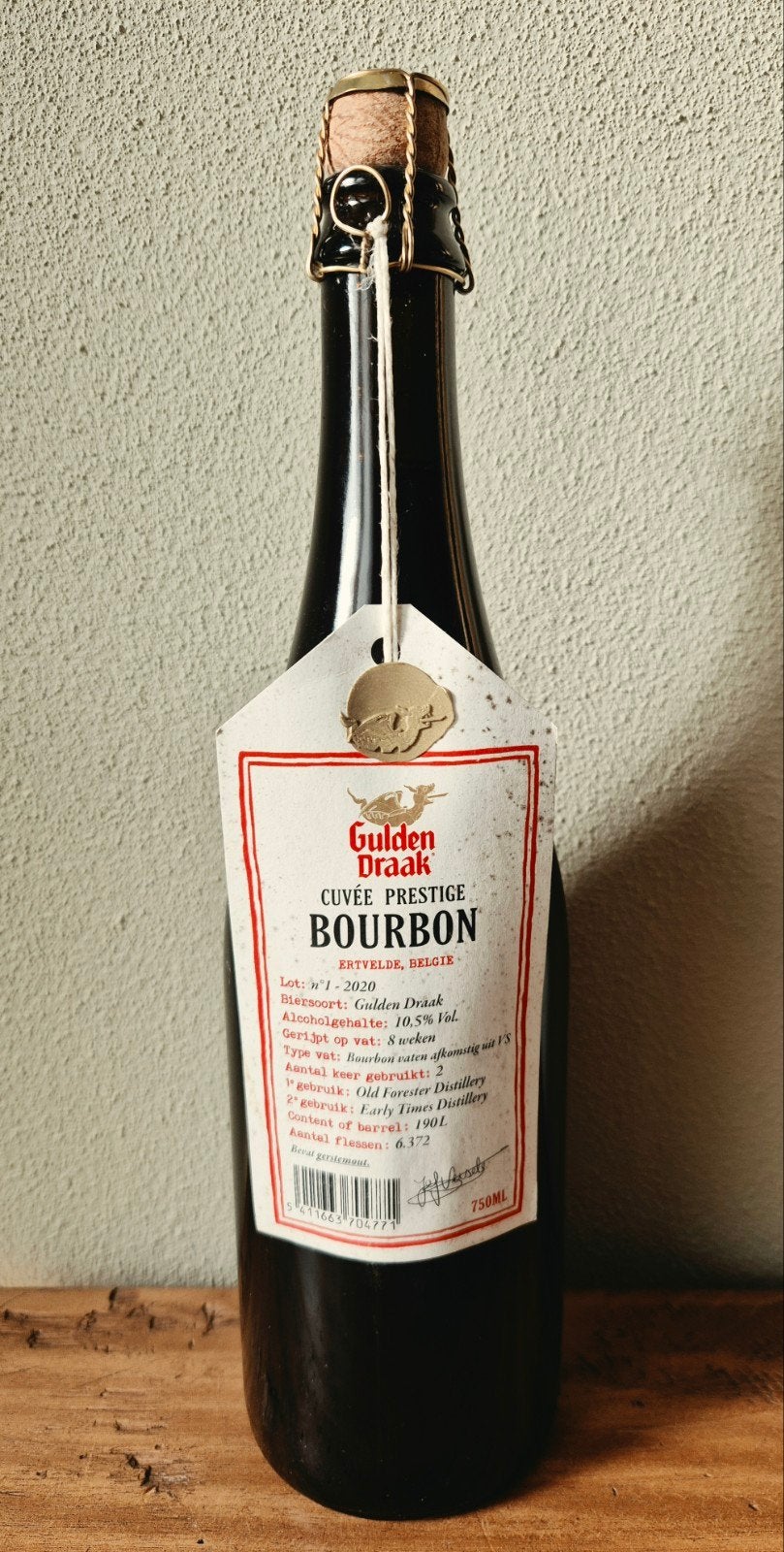 Fles Gulden Draak Cuvée Prestige Bourbon bier 10,5% Steenber, Verzamelen, Ophalen of Verzenden, Zo goed als nieuw, Flesje(s), Overige merken