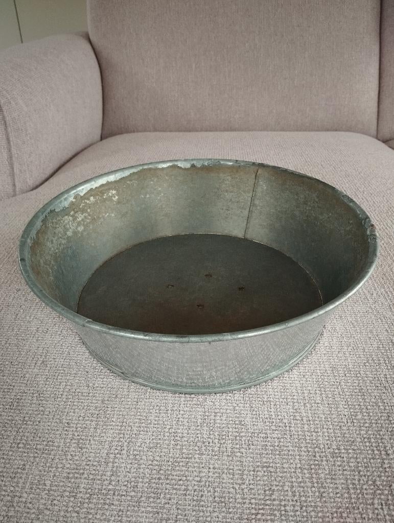 Zinken schaal voor bloemen/planten, Gebruikt, Minder dan 30 cm, Minder dan 60 cm, Rond
