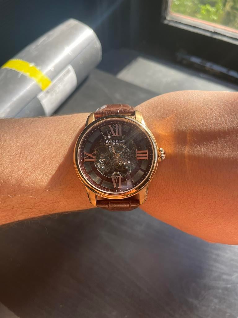 Thomas Earnshaw Holborn Skeleton Horloge, Ophalen of Verzenden, Zo goed als nieuw, Leer, Overige merken