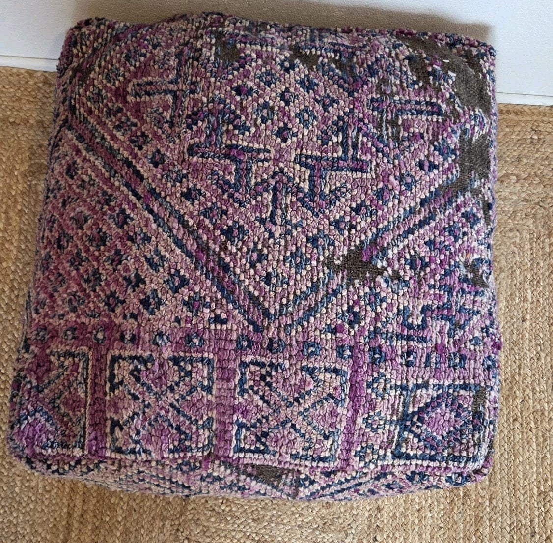 kelim vintage berber poef,, Verzenden, Zo goed als nieuw, 50 tot 75 cm, 50 tot 75 cm