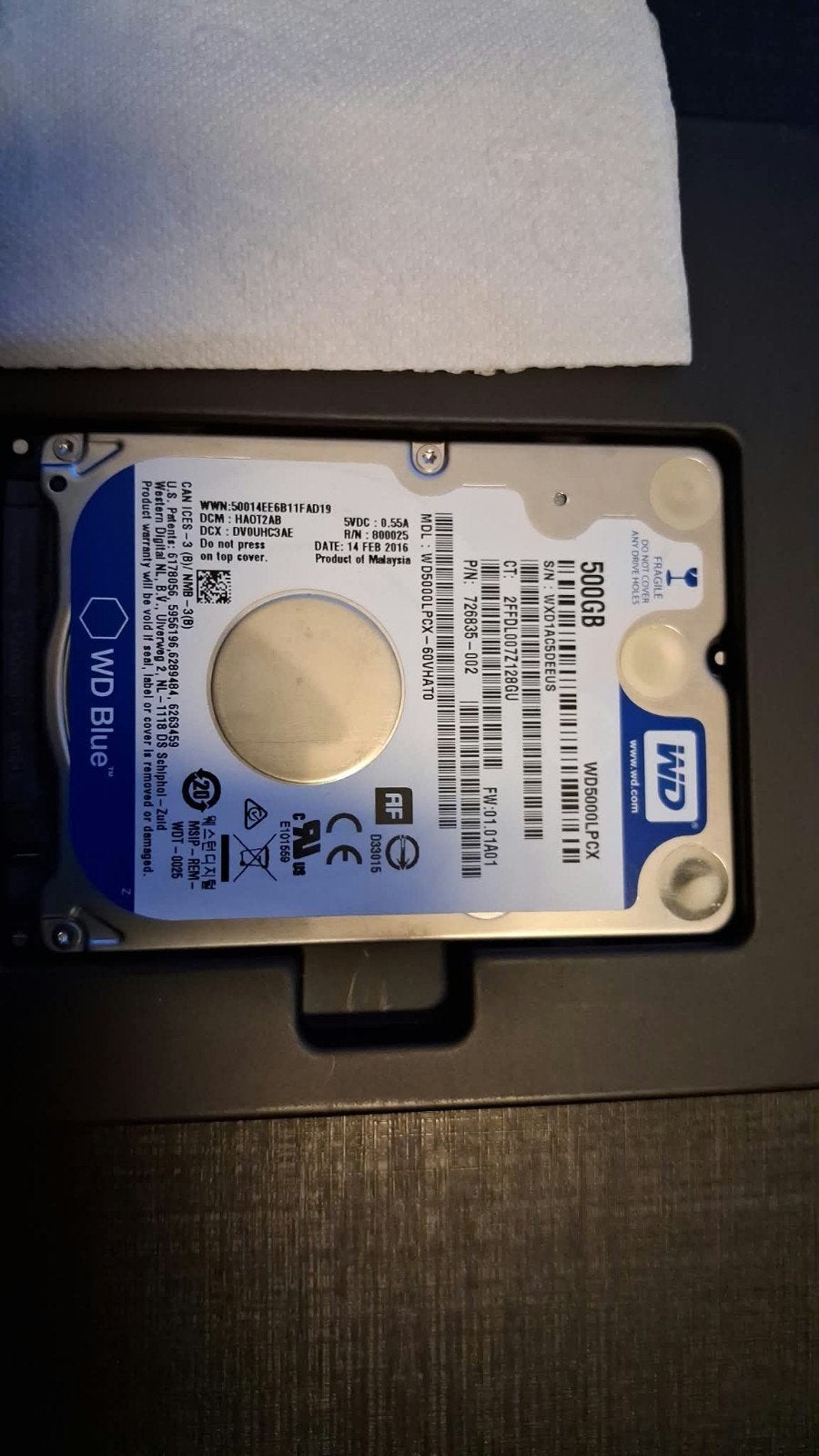 WD Blue 500GB HDD - Interne harde schijf voor laptop, Computers en Software, Ophalen, Intern, Nieuw, Laptop