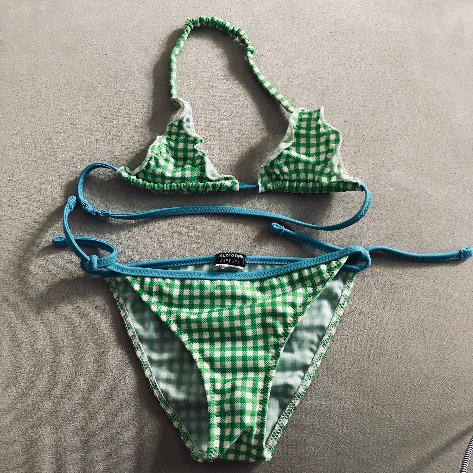 Groen geruit bikini setje Calzedonia, Kinderen en Baby's, Ophalen of Verzenden, Zo goed als nieuw, Meisje, Sport- of Zwemkleding