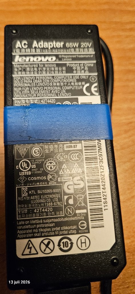 lader laptop lenovo, Computers en Software, Laptop-opladers, Ophalen of Verzenden, Gebruikt, Lenovo