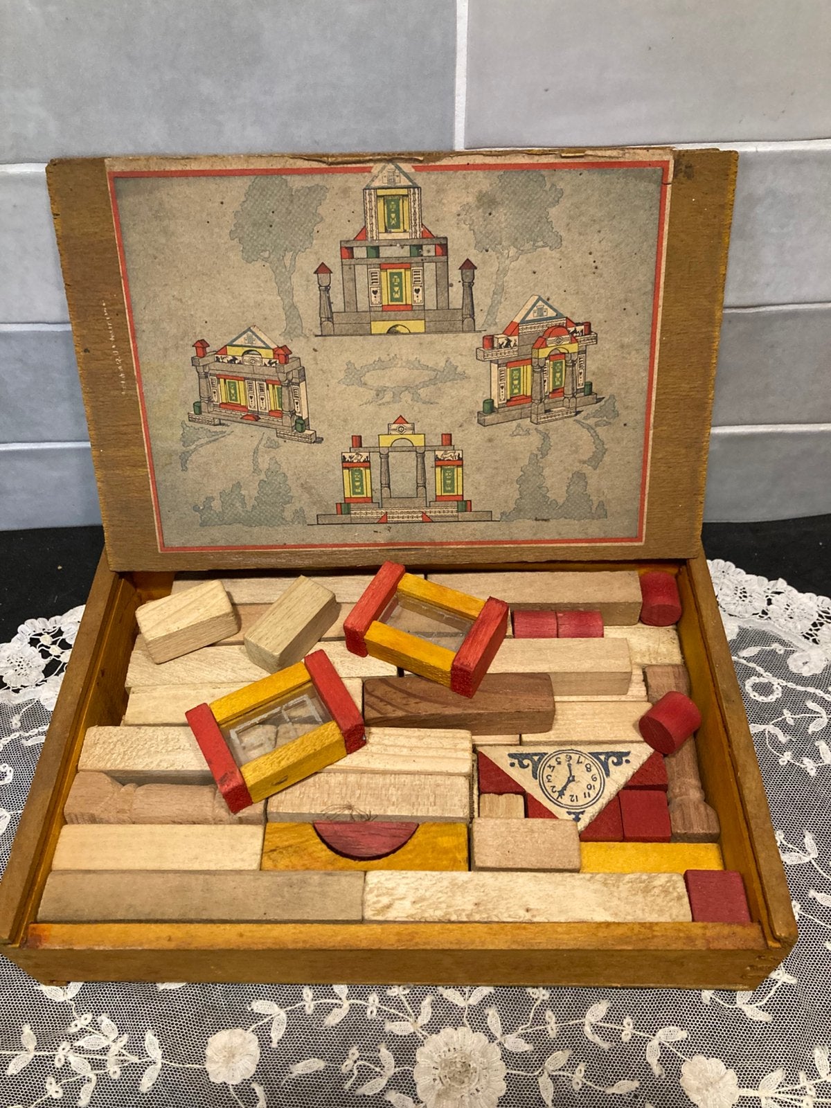 Vintage blokkendoos, bouwstenen (091025s), Antiek en Kunst, Ophalen of Verzenden