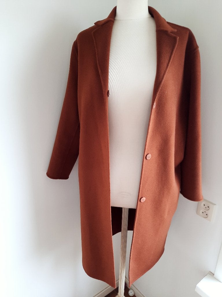 H&M mantel jas roest bruin wol maat 36 - nieuw -, Kleding | Dames, Jassen | Winter, Ophalen of Verzenden, Nieuw, Maat 36 (S), Bruin