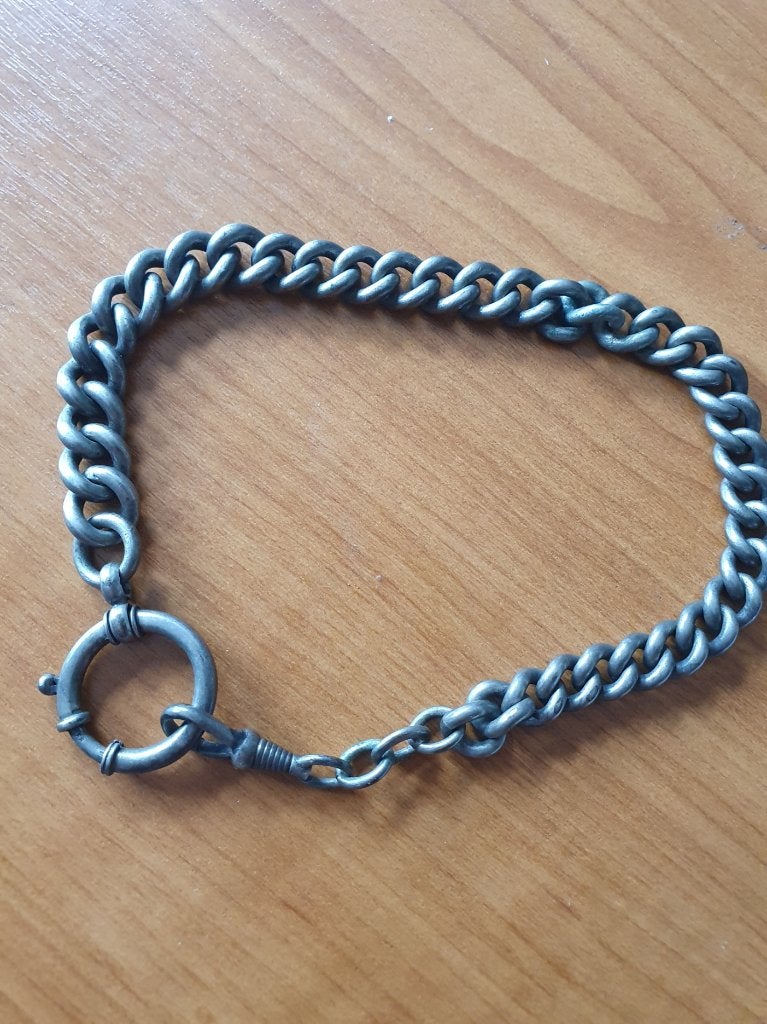 Vintage zilverkleurige ketting met grote schakels, Ophalen of Verzenden, Gebruikt, Overige kleuren, Overige materialen