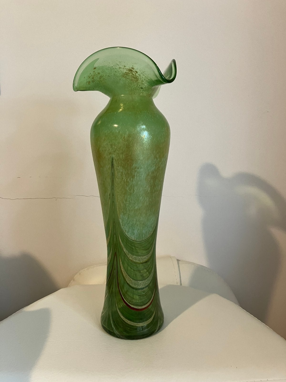Oude glas vaas groen, Antiek en Kunst, Ophalen of Verzenden