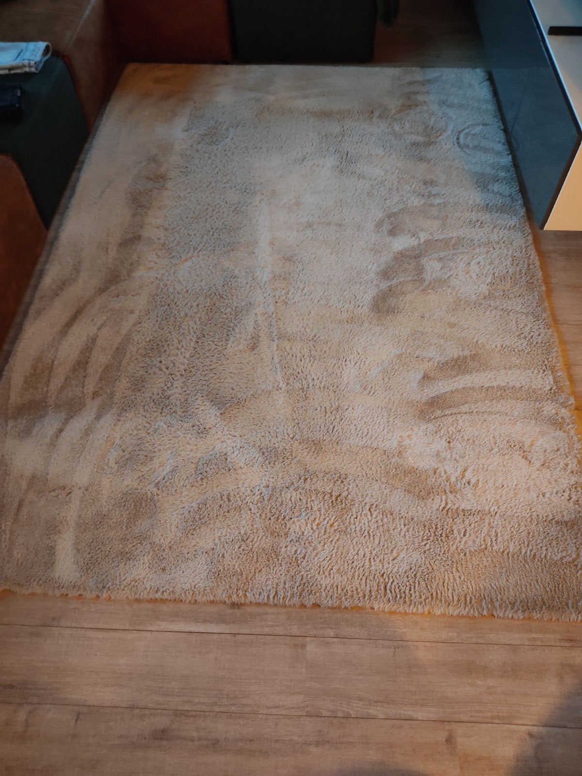 Zacht en fluffy hoogpolig vloerkleed beige/wit 290 x 205, Ophalen, Gebruikt, 200 cm of meer, Beige