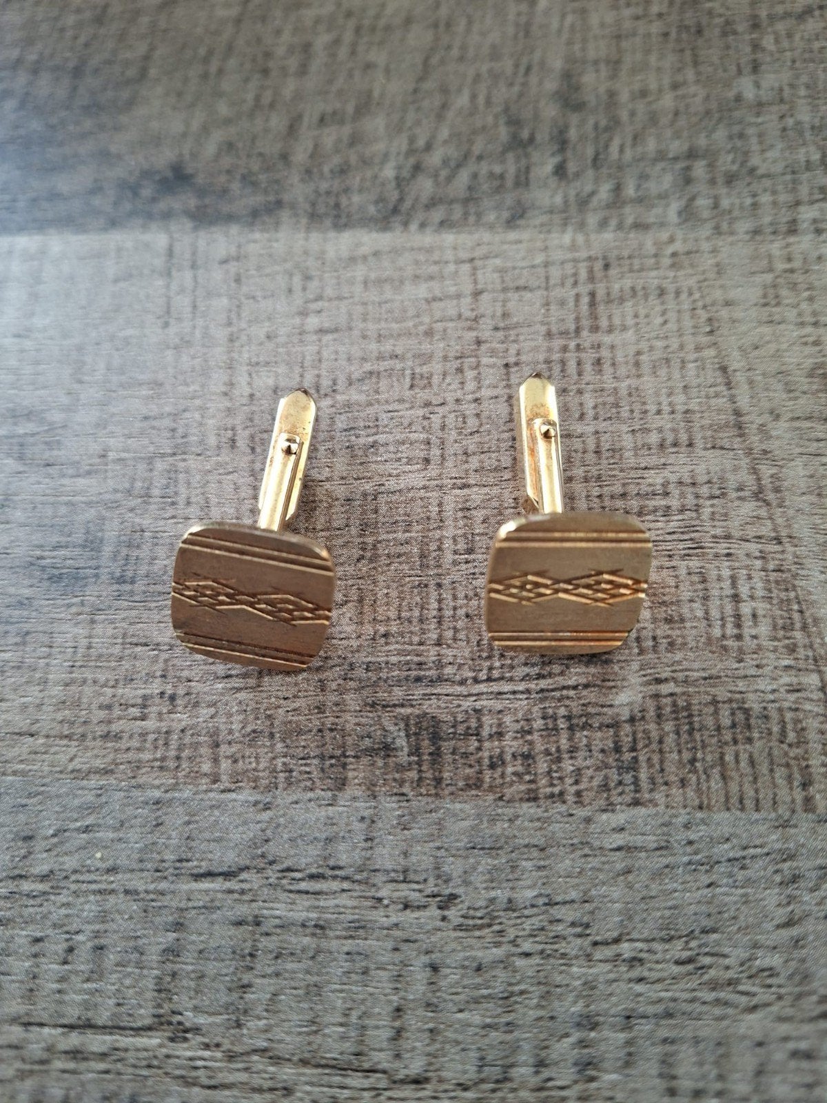 Gouden Manchetknopen met Elegant Patroon, Ophalen of Verzenden, Zo goed als nieuw, Goud, Verguld