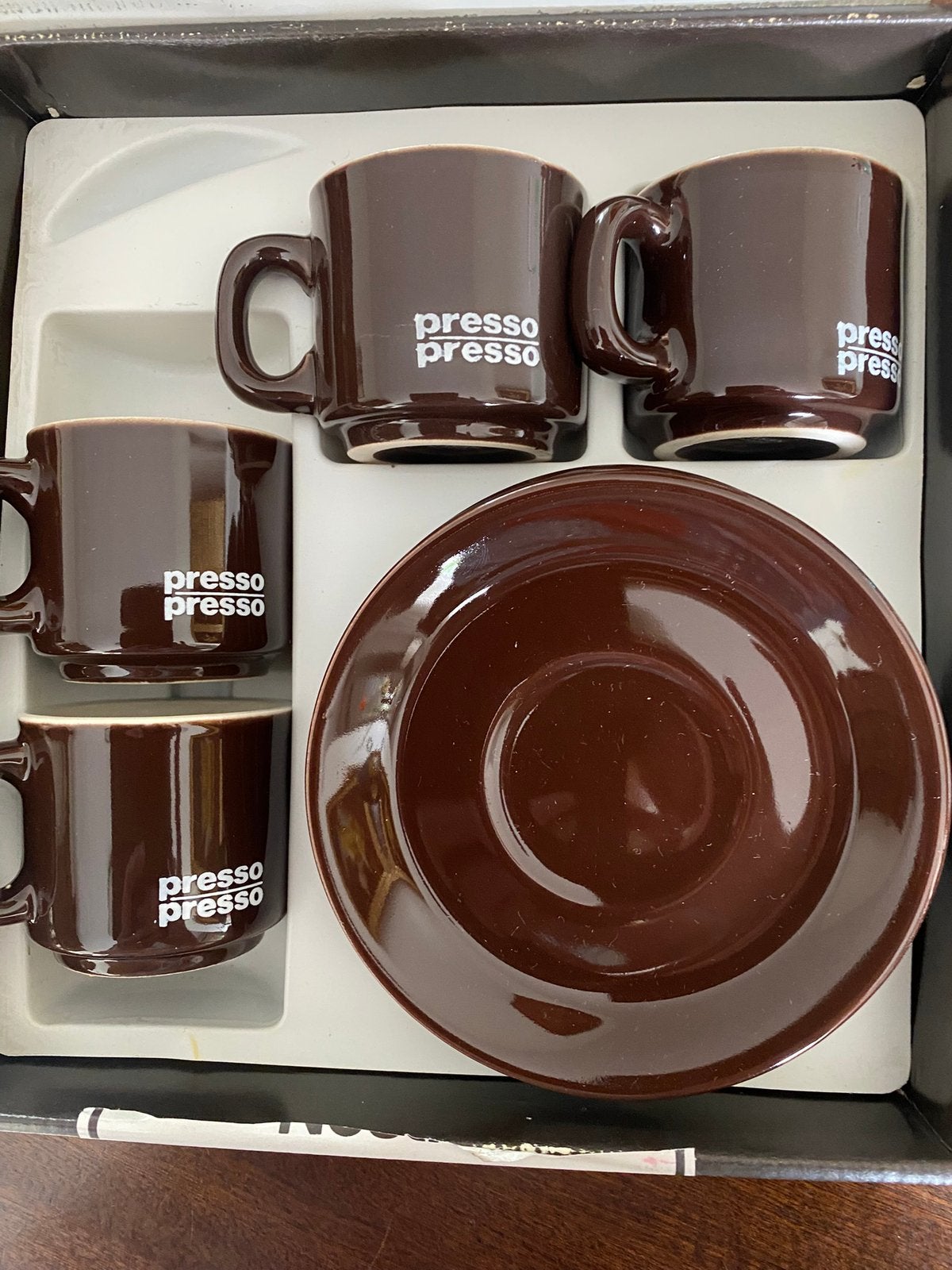 Brocante espresso set bruin van Presso Presso, Ophalen of Verzenden, Nieuw, Overige stijlen