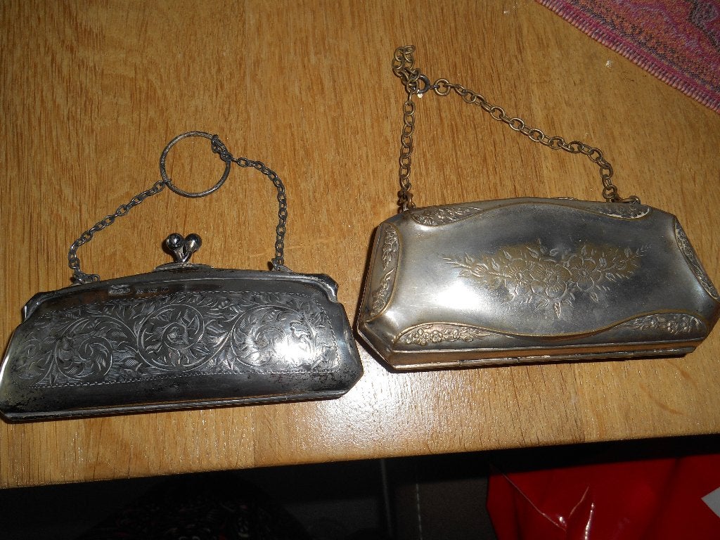 2 antieke  beursjes 1 zilver ander verzilverd rond 1900, Antiek en Kunst, Ophalen of Verzenden, Zilver