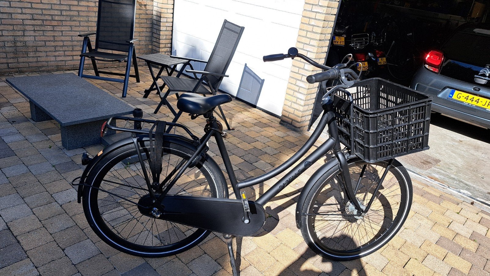 Mooie matzwarte Gazelle dames transportfiets krat schoolfiet, Terugtraprem, Gebruikt, Versnellingen, Gazelle