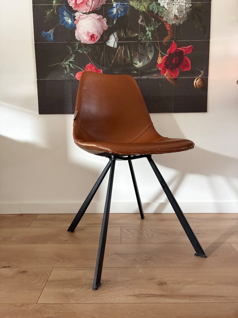 Dutchbone eetkamerstoelen 5 stuks, Ophalen, Gebruikt, Bruin, Metaal