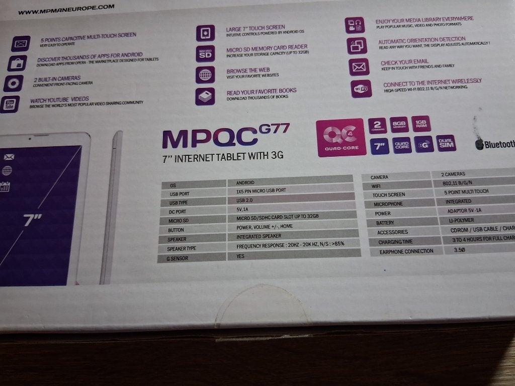 7 inch internet tablet., Mp man, Ophalen of Verzenden, MPQC G77, Gebruikt